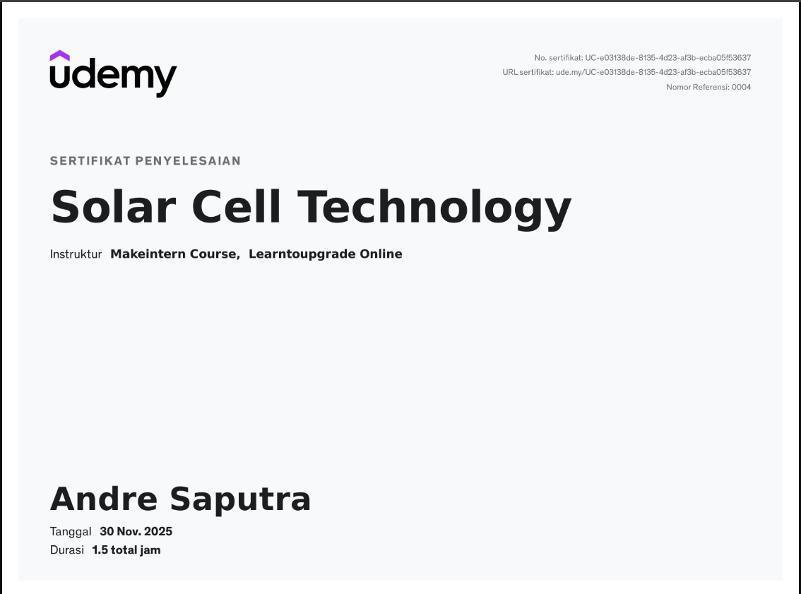 Solar Cell Certificate