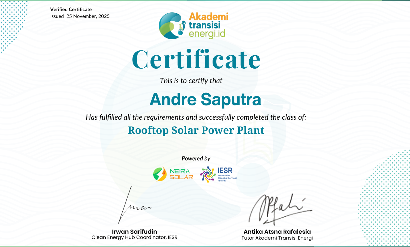 Rooftop Solar Certificate