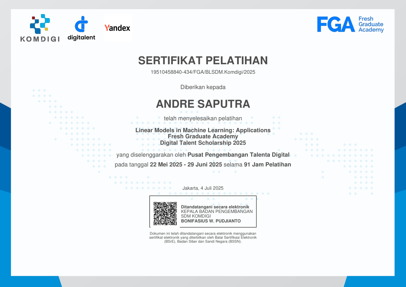 Machine Learning Certificate